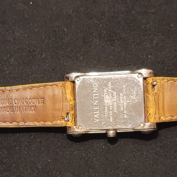 Valentino Ebony Collection Watch with 48 diamonds and original Crocodile Strap - Picture 4 of 10